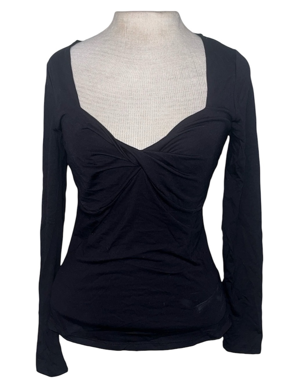 Old Navy Black Long-Sleeve Twist-Front Top size small